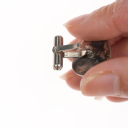 c1970's Navajo silver claw form channel inlay cufflinks