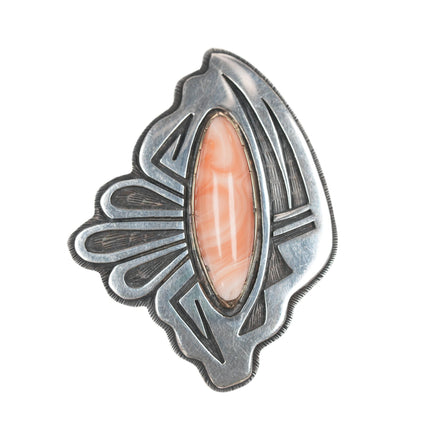 Milson Taylor Hopi Sterling/14k/peach agate pin