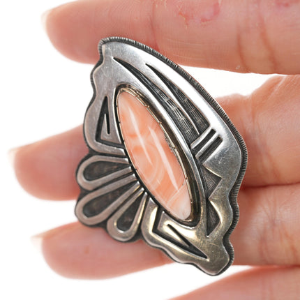 Milson Taylor Hopi Sterling/14k/peach agate pin