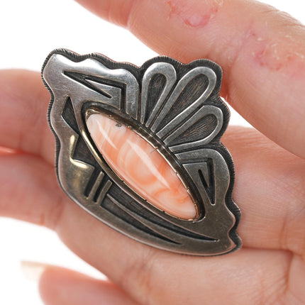 Milson Taylor Hopi Sterling/14k/peach agate pin