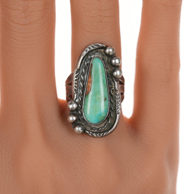 sz5.5 Vintage Native American silver and Royston turquoise ring