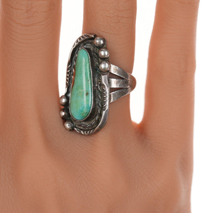 sz5.5 Vintage Native American silver and Royston turquoise ring