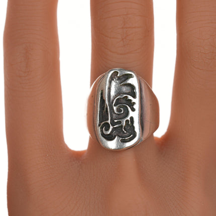 sz10.5 Vintage Native American silver Overlay style ring