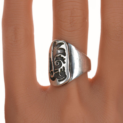 sz10.5 Vintage Native American silver Overlay style ring