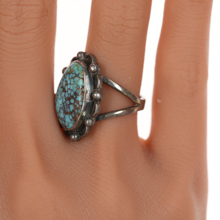 sz6.5 c1970's Bobby Etsitty Navajo Silver high grade turquoise ring