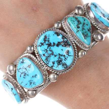 7.5" Vintage Navajo Sterling and turquoise cuff bracelet