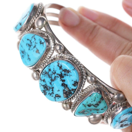 7.5" Vintage Navajo Sterling and turquoise cuff bracelet