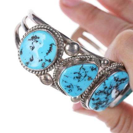 7.5" Vintage Navajo Sterling and turquoise cuff bracelet