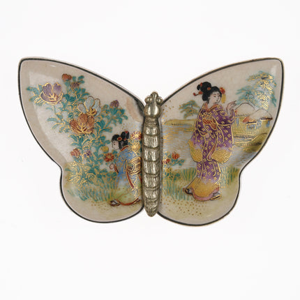 c1900 Japanese Satsuma Butterfly form belt buckle set