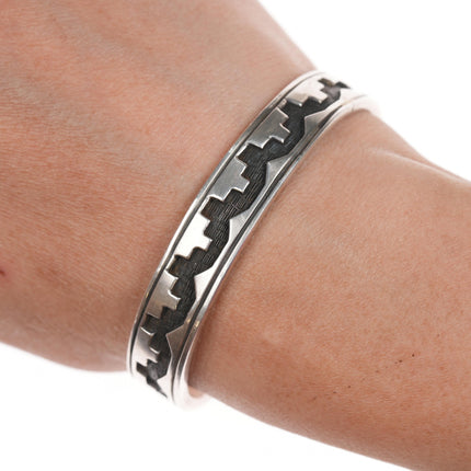 6 1/8" Overlay Sterling southwestern cuff bracelet