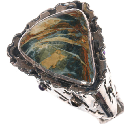 Iriniri Gemstone mounted Sterling silver box/pendant/pin