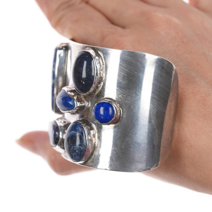 6 7/8" Heavy Southwestern Lapis, Sodalite, Labradorite sterling cuff bracelet