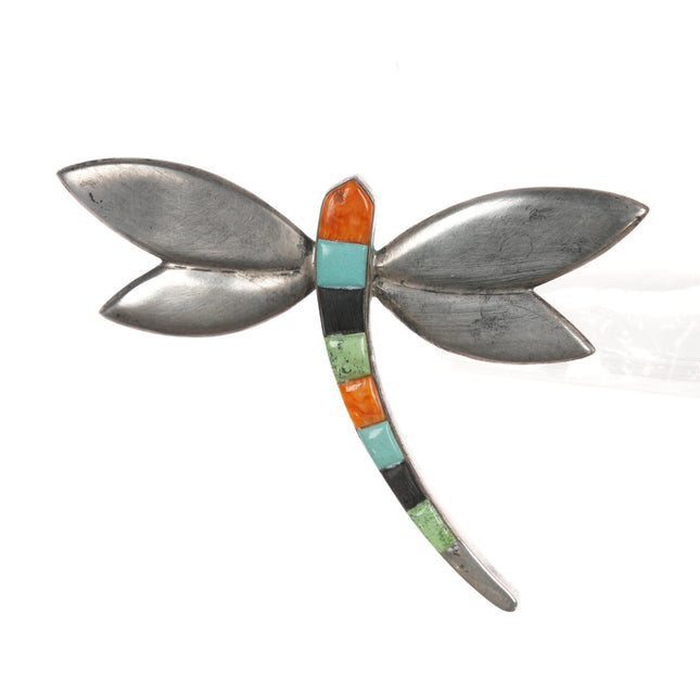 Large Libertad Sterling Cobblestone inlay dragonfly pin