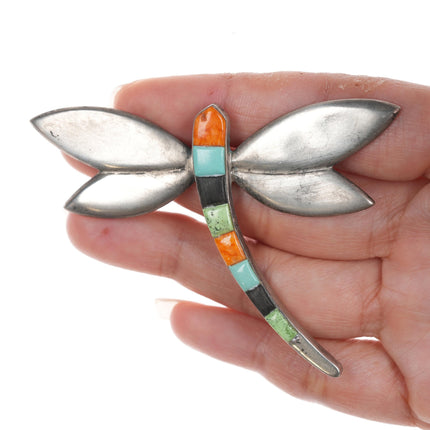 Large Libertad Sterling Cobblestone inlay dragonfly pin