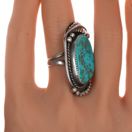 sz7.5 c1970's Orville Tsinnie (1943-2017) Navajo silver and turquoise ring