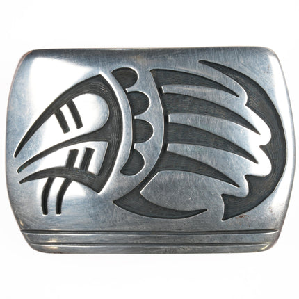 Arthur Yowitewa Hopi Silver overlay belt buckle