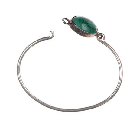 6.75" Retro Sterling and malachite bangle bracelet