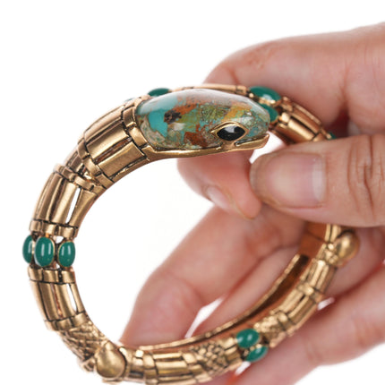 Retro Roberto Cavalli Italian Turquoise snake clamper bangle