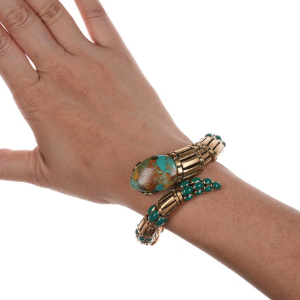 Retro Roberto Cavalli Italian Turquoise snake clamper bangle