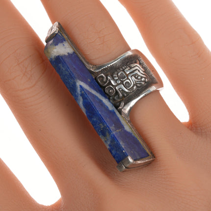 sz6 c1974 Luis Mojica modernist silver sodalite ring