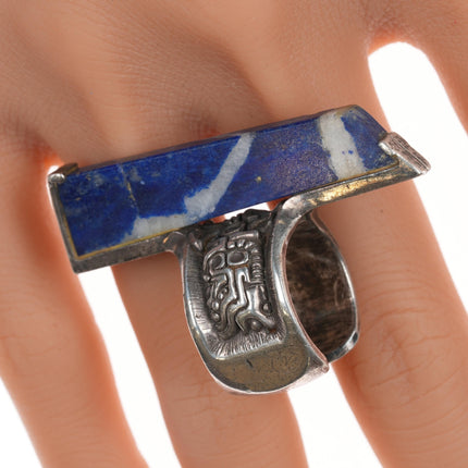 sz6 c1974 Luis Mojica modernist silver sodalite ring