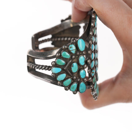 6.75" c30's-40's Navajo silver turquoise cluster cuff bracelet