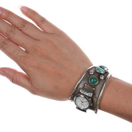 5.75" Dee Morris Navajo wide band ladies watch cuff bracelet