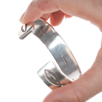 6.75" 14k/Sterling Jennifer Curtis Navajo Heavy Stamped bracelet - Estate Fresh Austin