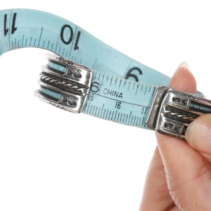 6.75" 1940's Native American silver double row green turquoise cuff bracelet - Estate Fresh Austin