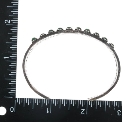 6.75" 1940's Native American silver double row green turquoise cuff bracelet - Estate Fresh Austin