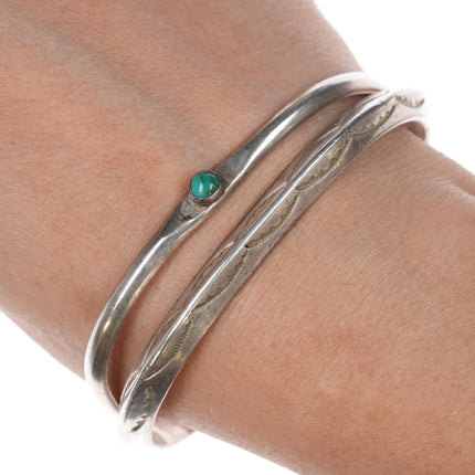 6.75" 2 Vintage Navajo sterling stacking cuff bracelets - Estate Fresh Austin