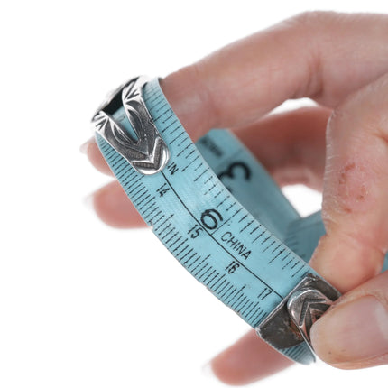 6.75" 20's-30's Navajo ingot stilver medallions bracelet with snake eye turquoise - Estate Fresh Austin