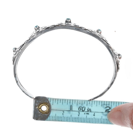 6.75" 20's-30's Navajo ingot stilver medallions bracelet with snake eye turquoise - Estate Fresh Austin