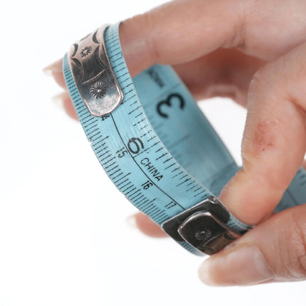 6.75" 30's-40's Navajo silver and turquoise bracelet with stars stampings - Estate Fresh Austin