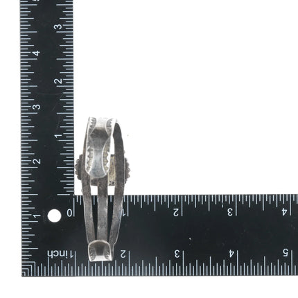 6.75" 30's-40's Navajo triple shank stamped silver cuff bracelet with green turquoise - Estate Fresh Austin