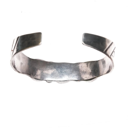 6.75" 40's-50's Navajo silver cuff bracelet with 3 turquoise - Estate Fresh Austin