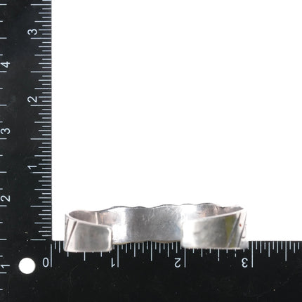6.75" 40's-50's Navajo silver cuff bracelet with 3 turquoise - Estate Fresh Austin