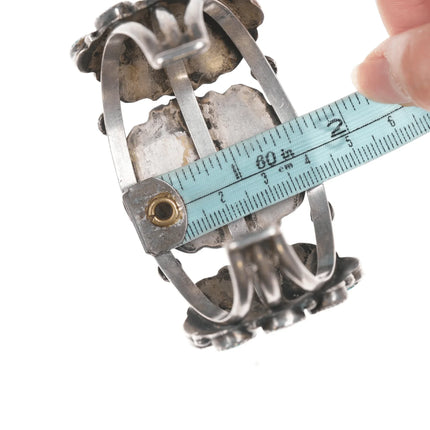 6.75" 40's-50's Navajo silver turquoise cluster cuff bracelet - Estate Fresh Austin