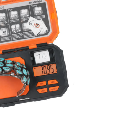 6.75" 40's-50's Navajo silver turquoise cluster cuff bracelet - Estate Fresh Austin