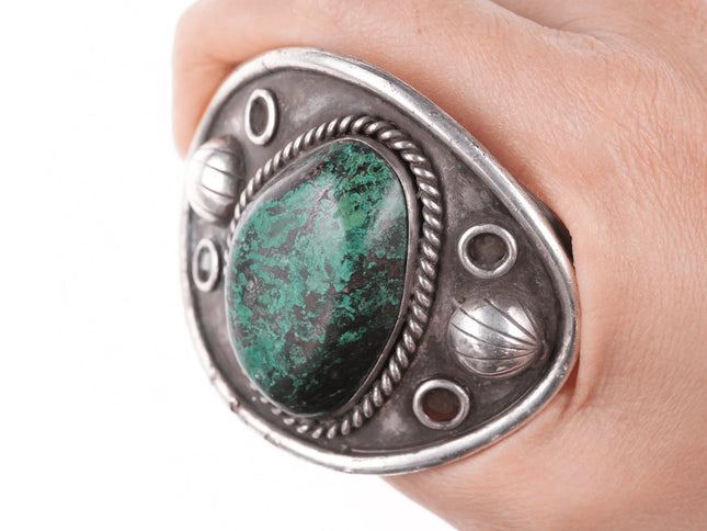 6.75" 50's-60's Edward Benally Navajo silver and chrysocolla bracelet - Estate Fresh Austin