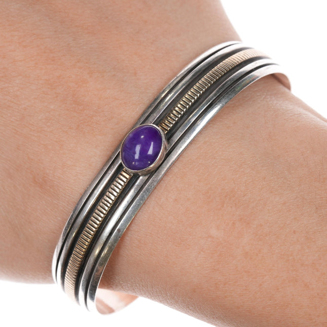 6.75" AB Navajo 14k/Sterling Sugilite cuff bracelet - Estate Fresh Austin