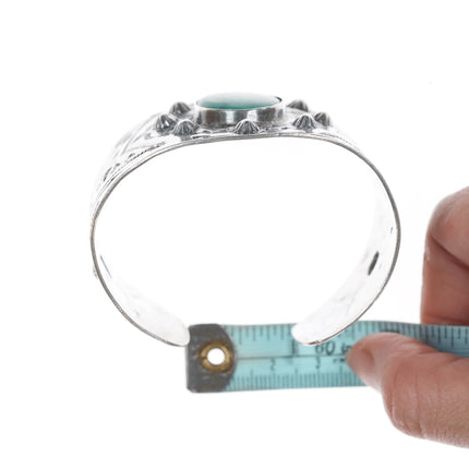 6.75" c1930's Navajo Curio whirling logs cuff bracelet with turquoise - Estate Fresh Austin