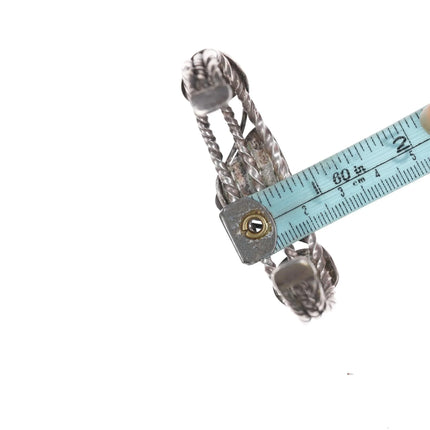 6.75" c1930's Navajo silver twisted wire green turquoise cuff bracelet - Estate Fresh Austin