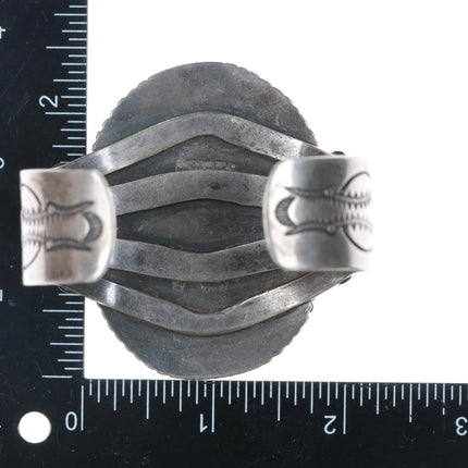 6.75" c1940's large Navajo sterling and turquoise cuff bracelet - Estate Fresh Austin