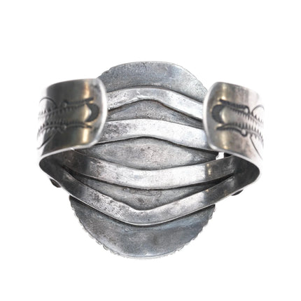 6.75" c1940's large Navajo sterling and turquoise cuff bracelet - Estate Fresh Austin