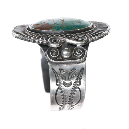 6.75" c1940's large Navajo sterling and turquoise cuff bracelet - Estate Fresh Austin