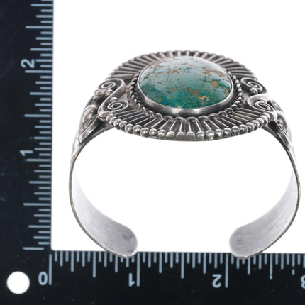 6.75" c1940's large Navajo sterling and turquoise cuff bracelet - Estate Fresh Austin