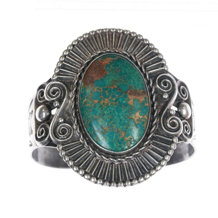6.75" c1940's large Navajo sterling and turquoise cuff bracelet - Estate Fresh Austin