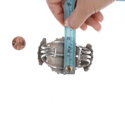 6.75" c1940's Zuni Cluster turquoise and silver cuff bracelet - Estate Fresh Austin