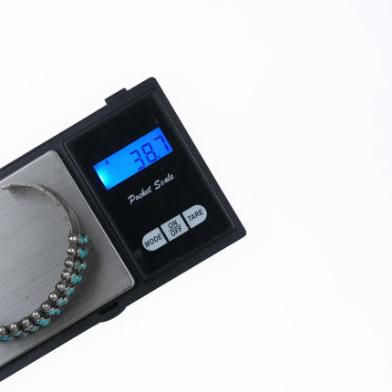 6.75" c1940's Zuni Natural turquoise snake eye stamped silver cuff bracelet - Estate Fresh Austin